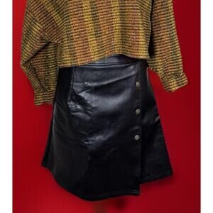 Ginasy Faux Leather Mini Skirt | Black A-Line | Soft Villain | Vegan | Grunge